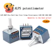 【现货供应】ALPS RK27 藍殼 雙聯發燒音量電位器 A10K 50K 100K 250K花柄/圓柄電位器
