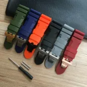 千織屋 矽膠錶帶代用沛納海手錶橡膠錶帶 蝴蝶扣 男 24mm 26mm黑紅藍綠色表配選