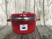 Staub 鑄鐵圓鍋 含蒸鍋 26公分 櫻桃紅 出清不退換貨