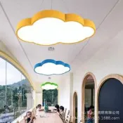 led雲朵燈幼兒園教室走廊創意兒童樂園大廳彩色雲朵吊線燈格柵燈