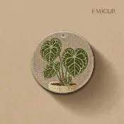 EMJOUR 雙面刺繡吊飾 - 圓葉花燭 | 花 花語 植物 花草 紀念品 禮物 鑰匙圈 包包配件 裝飾