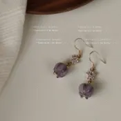 【NIJI】紫色風鈴 925銀針 鍍14K 玻璃琉璃 創意 美人款 耳環 耳飾 飾品