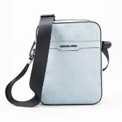 【Michael Kors】COOPER立體壓印LOGO荔枝紋皮革斜背/肩背包37S6LCOC6O(天空藍)