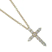 【DOKODEMO】蒂芬妮 (Tiffany & Co.) 十字架 XS 項鍊，18K 黃金鑲鑽，約 ​​2.22 克，女士款 [二手]