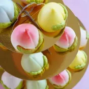 【美姬饅頭】五彩開運鮮乳壽桃塔紅豆包(一盒6入共3盒)