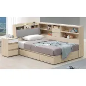 (店+)【新荷傢俱工場】26W 124☆白楓木3.5尺床頭箱 3.5尺三門抽床底 7尺側邊收納櫃 三抽床頭櫃 USB床頭 單人床