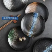 日式盤子家用瓷盤創意牛排餐盤菜盤家用網紅盤水果點心陶瓷大圓盤  gtjyy