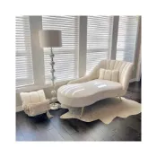 (店+)輕奢布藝貴妃椅北歐設計師懶人沙發天鵝絨白色陽臺躺椅床頭美人榻