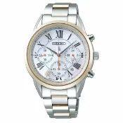 大高雄鐘錶城 seiko SK037 精工錶 Lukia系列 SK037 V175-0EX0GS(SSC820J1)代言人推薦款/美鑽太陽能三眼計時女錶/白面36.4mm｜樂天領券現折★全館特惠中★指定刷卡回饋10%