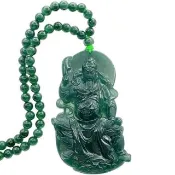 【琪臻珠寶】天然A貨翡翠細糯種藍水老坑綠關聖帝君吊墜(關公玉珮_精拋磨砂工_雙十獻禮)