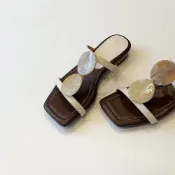 (店+)女涼鞋 休閒涼鞋 增高涼鞋 羊皮版~新款一字帶方頭外穿露趾涼拖鞋女復古波西米亞風平底拖鞋 壹和軒