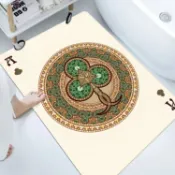 昕購商鋪 48H出貨跨境temu新款美式撲克硅藻泥地墊家用浴室衛生間吸水防滑速干腳墊