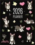 【三民網路書店】Boston Terrier Planner 2026: Daily Organizer: January-December (12 Months) Cute Dog Year Scheduler with Pretty Pink Hearts 作者：Happy Oak Tree Press