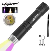 HaixnFire SV210 紫外線手電筒 365nm LED 燈 3 合 1 黃色/白色/紫色燈 USB 可充電珠寶