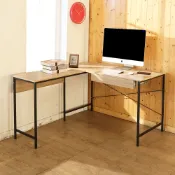 (店+)【BuyJM】MIT低甲醛L型木紋轉角附抽屜書桌 120cm+80cm(工作桌 電腦桌 辦公桌 桌子 大桌面 L桌 木頭桌 工業風