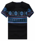 FINDSENSE服飾 FINDSENSE Z1 日系 流行 男 時尚 雪花圖案 3色 短袖T恤 特色短T