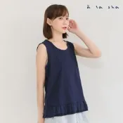 a la sha 荷葉網紗拼接背心