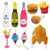 喜挖2店 Creative Dog Toys Cocktail Vodka Wine Bottle Pet Toy Plush F