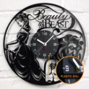 美女與野獸黑膠唱片掛鐘 Vinyl Wall Clock電影周邊創意時鐘 夜光遙控黑膠鐘表