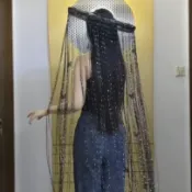 新中式遮陽帽度假旅行防晒斗笠古風帽子俠客斗笠帶紗黑色帷帽幕籬武俠風竹帽謝憐COS漢服斗笠