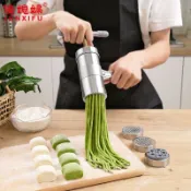 ✨廚房好物✨不銹鋼手動壓麵機 贈5種模具 手動壓麵機 手壓麵條機 壓麵機 手動壓麵機.手搖式製麵機