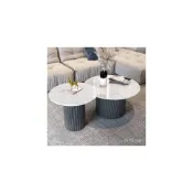 (店+){格林家具城}北歐簡約客廳茶几鐵藝岩板大理石咖啡辦公室圓形子母邊幾現代組合