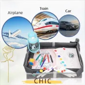 CHIC旅行用兒童餐盤,可摺疊無雜亂玩具零食收納袋,多用途乘坐飛機、火車、汽車旅行飛機桌