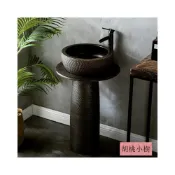(店+)[熱銷]柱盆 工業風 洗手臺盆 一體立柱式 洗臉盆 戶外 庭院 酒店 陽臺 水池 落地式