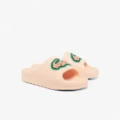【LACOSTE】SERVE SLIDE 女拖鞋 鱷魚LOGO拖鞋 粉色 外出拖鞋 室內拖鞋 涼拖鞋 女鞋(49CFA0027_5T8)