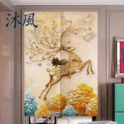 臺灣出貨🚚歐式門簾隔斷簾門頭掛簾客廳玄關麋鹿長簾廁所衛生間遮擋布簾客製化門簾 風水門簾 短門簾