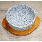 匯盈一館~韓國鍋巴飯必備韓國石鍋拌飯/韓國石鍋/石鍋拌飯18CM石頭鍋附木頭鍋墊~現貨