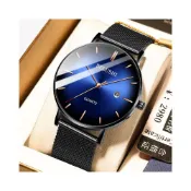 (店+)貝羅仕外貿藍光超薄時尚男士腕錶watch學生防水石英手錶 男錶批發