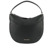 Michael Kors Dover 金字荔枝皮革半月形大款肩背包(黑色)
