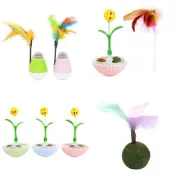 (店+)【Kao jing 高精】貓薄荷逗貓棒 木柄逗貓棒 貓咪玩具 逗貓棒 木柄 羽毛 彈力 貓薄荷球 寵物玩具 自主逗貓 懶人逗貓