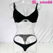 寶承齊百貨 丁字泳褲黑色比基尼螺紋純欲風法式百搭性感低腰旅游度假丁字褲分