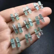 原礦藍綠碧璽耳環，原礦藍碧璽耳釘