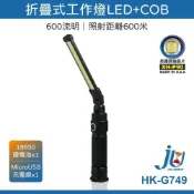 (店+)折疊式工作燈LED+COB HK-G749 600流明 雙軸多角度旋轉 強力磁吸 USB充電 萬用修車燈