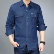 夏季牛仔工作服純棉襯衫男長袖防曬衣防燙耐磨上衣外套【不二雜貨】