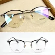 配眼鏡 細版小圓形雕紋眉框 NYA69