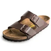 現貨 Birkenstock Arizona 女 雙帶扣環合成皮露趾拖鞋 咖啡色 勃肯亞利桑那平底休閒涼鞋0051701