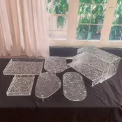 點心盤 甜點架 水果架 蛋糕架 下午茶點心架 蛋糕托盤 甜品展示架 亞克力水波紋甜品U型展示架石頭紋高級宴會布置道具蛋
