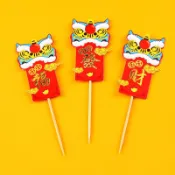 祝壽 舞獅-福 發 財 烘焙蛋糕裝飾擺件萬壽無疆仙鶴插卡壽公壽婆壽桃中式生日壽宴