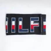 美國百分百【全新真品】Tommy Hilfiger 圍巾 披肩 冬季 針織 TH 大LOGO 黑色 BO25