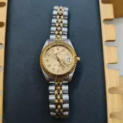 【復古絕版】Crocodile 1907 鱷魚牌 經典蠔式半金女錶 / 晶鑽時標 / 日期放大鏡 / 氣質金面