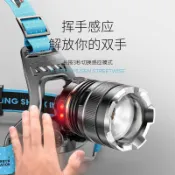 吉宅良品 強光頭燈 LED超亮黃光頭燈 感應頭燈 18650 USB充電 防水戶外露營登山頭燈
