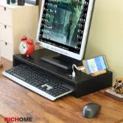 RICHOME【限時優惠】皮面桌上架 螢幕架 桌上架 收納架 增高架 USB SH528