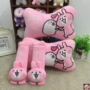 【快速出貨】日本卡娜赫拉的可愛小動物 粉兔毛絨汽車頭枕安全帶套超值實拍熱銷爆款促銷超值實拍熱銷爆款促銷