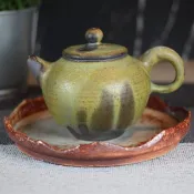 【秋冬好禮】200ml 上釉柴燒 手拉坯茶壺 鶯歌名家葉敏祥作品