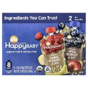 【iHerb】禧貝, Happy Baby®, 6+ Months, Organic Fruit & Oat, Variety Pack, 8 Pack, 4 oz (113 g) Each