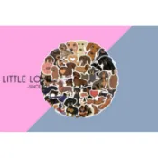 ［Little love ］臘腸狗防水貼紙、禮物貼、電腦裝飾貼紙、行李箱裝飾貼紙、水杯裝飾貼（1入）
